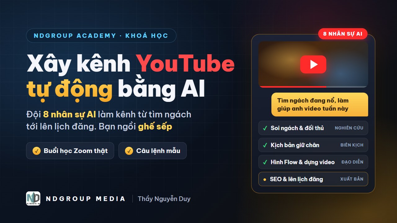 Xây dựng kênh YouTube tự động hoá bằng Nhân sự AI